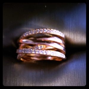 Pandora Entwined Rose Gold Band w/ clear CZ's